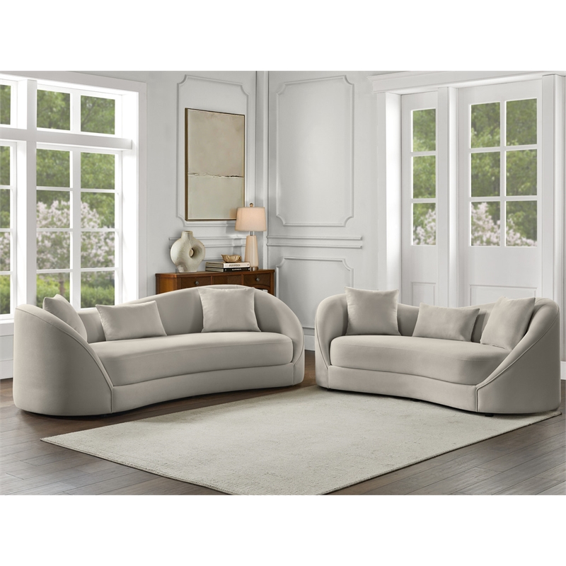 Best Quality Furniture Contemporary Sofa & Loveseat Set in Light Gray Fabric