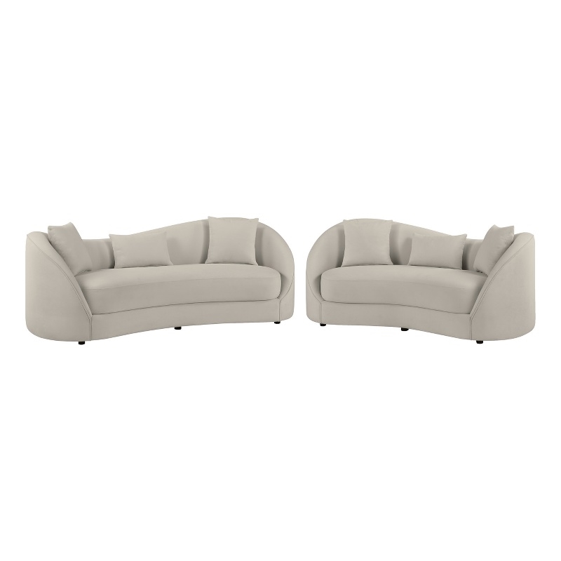 Best Quality Furniture Contemporary Sofa & Loveseat Set in Light Gray Fabric