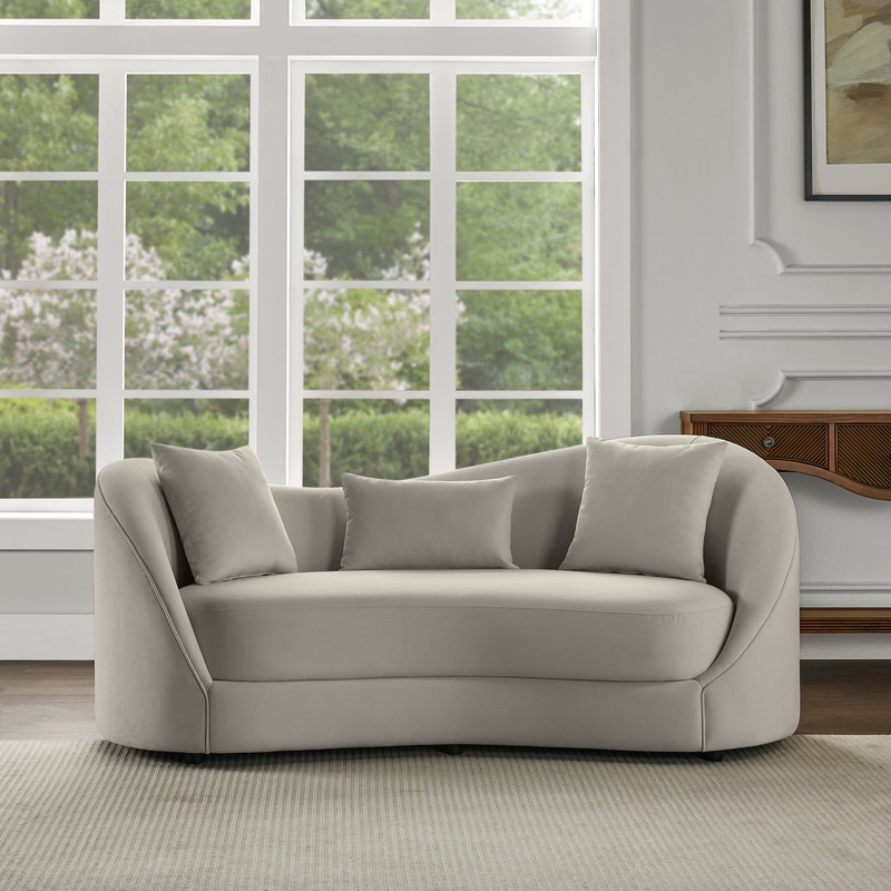 Best Quality Furniture Contemporary Asymmetrical Loveseat in Light Gray Fabric