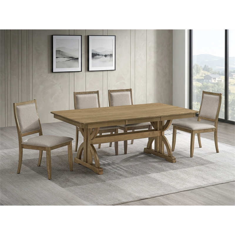 Best Quality Furniture 5 Piece Traditional Dining Set in Ash Brown Wood