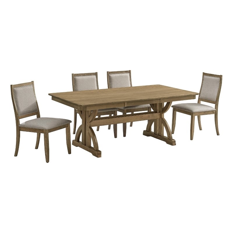 Best Quality Furniture 5 Piece Traditional Dining Set in Ash Brown Wood