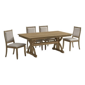 Best Quality Furniture 5 Piece Traditional Dining Set in Ash Brown Wood