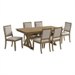 Best Quality Furniture 7 Piece Traditional Dining Set in Ash Brown Wood