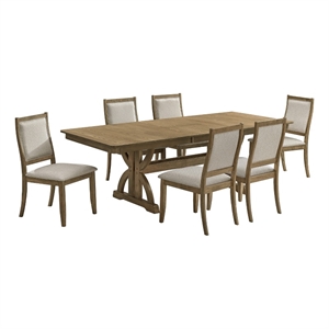 Best Quality Furniture 7 Piece Butterly Leaf Dining Set in Ash Brown Wood
