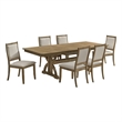Best Quality Furniture 7 Piece Butterly Leaf Dining Set in Ash Brown Wood