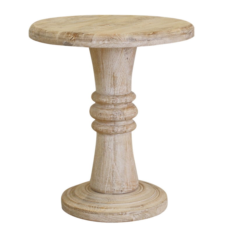 Jorf Solid Mango Wood Distressed White Accent Table | Cymax Business