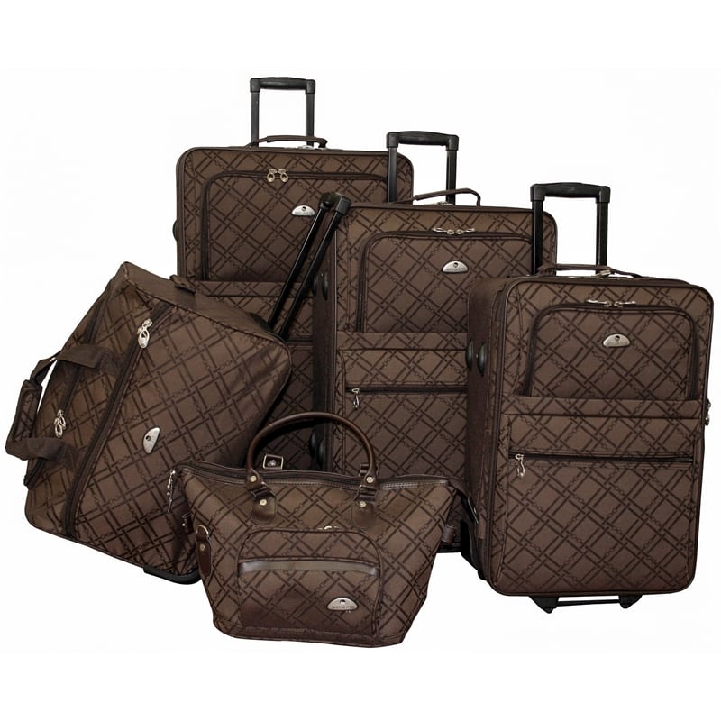 American Flyer Pemberly Buckles 5-Piece Luggage Set in Chocolate