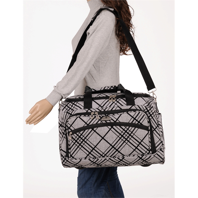 American Flyer Silver Stripes 5-Piece Spinner Luggage Set in Silver