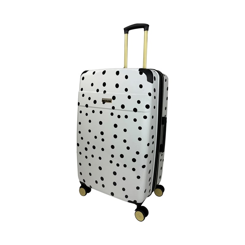 Jenni Chan Polka Dot 3-Piece Hardside Spinner Set in White/Black