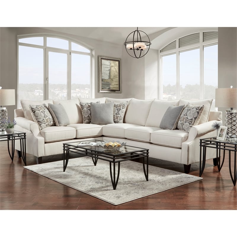 Havenwood 2-Piece Sectional with Accent Pillows in Cream