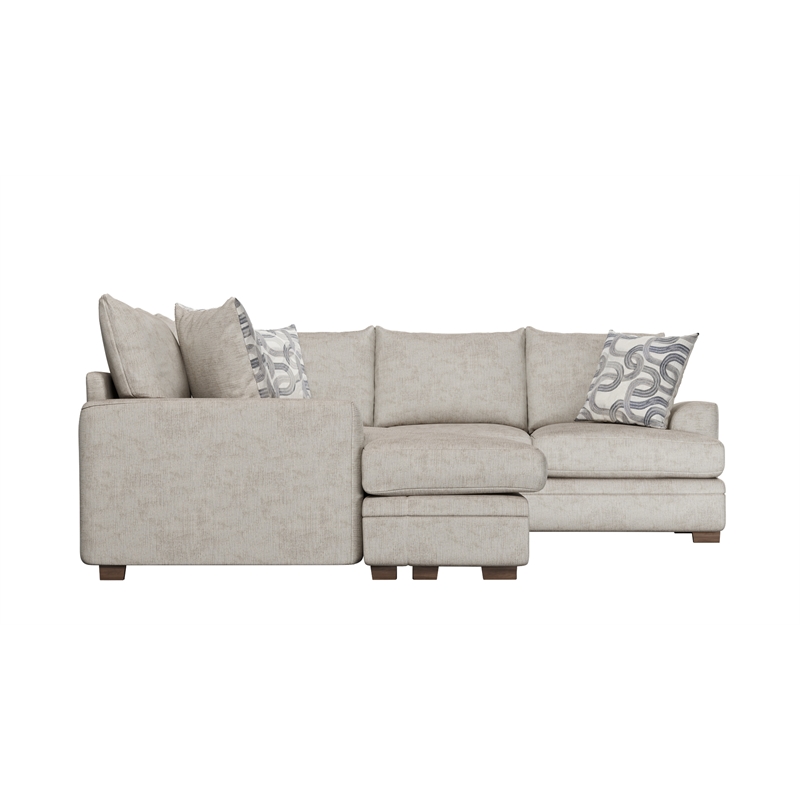 Franklin 2-Piece Sectional with Accent Pillows in Cream
