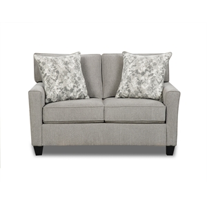 arlo loveseat with accent pillows in gray