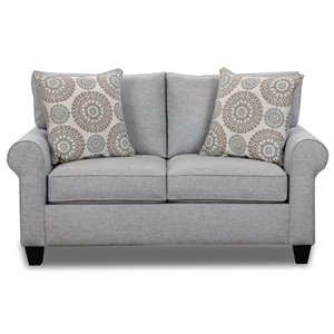 amelia loveseat with accent pillows in gray