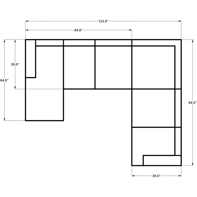 Franklin 2-Piece Sectional with Accent Pillows in Gray