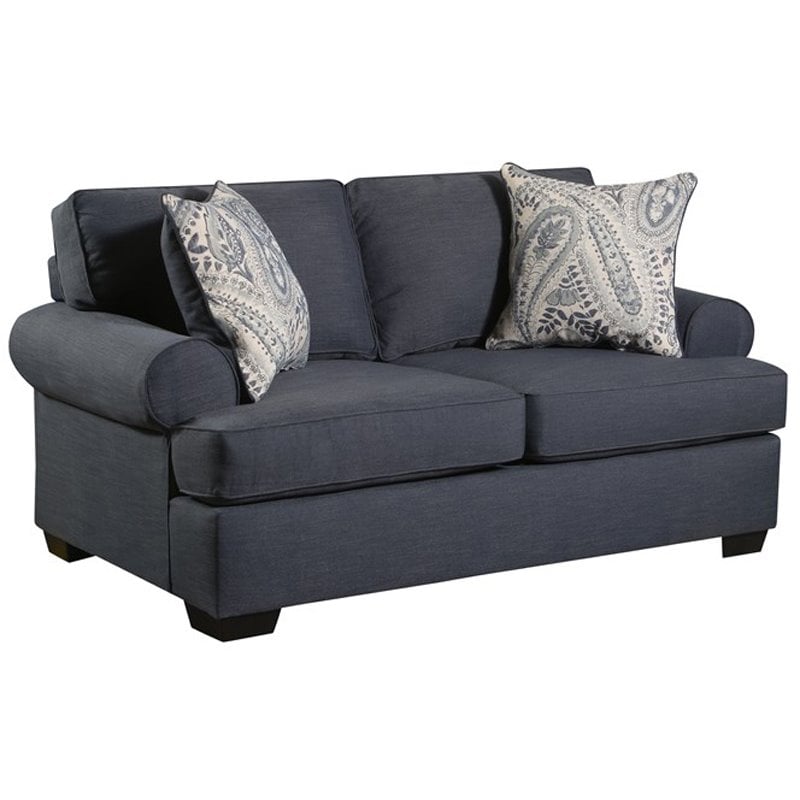 Southampton Loveseat with Accent Pillows in Navy Blue