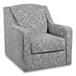 Oliver Swivel Accent Chair in Grey Modern Botanical Pattern Fabric