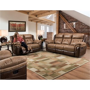 durango two tone brown fabric manual  reclining sofa