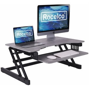Rocelco 32&quot Height Adjustable Standing Desk Converter in Gray (R ADRG)