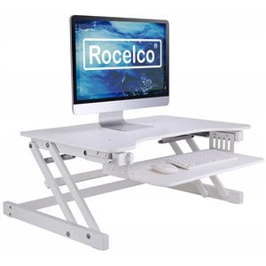 Rocelco 32&quot Height Adjustable Standing Desk Converter in White (R ADRW)