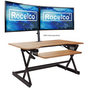 Rocelco 40&quot Large Height Adjustable Standing Desk Converter - Teak Wood Grain