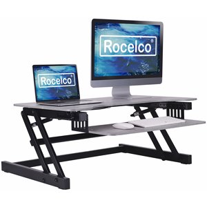 Rocelco 37.5&quot Deluxe Height Adjustable Standing Desk Converter - Gray (R DADRG)
