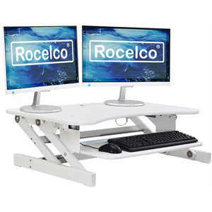 Rocelco 37.5&quot Deluxe Height Adjustable Standing Desk Converter - White (R DADRW)