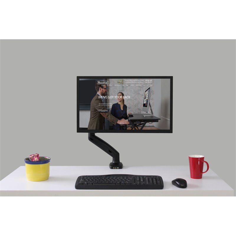 Rocelco Premium Desk Computer Monitor Mount/USB 2.0 and Audio Port Black (R MA1)