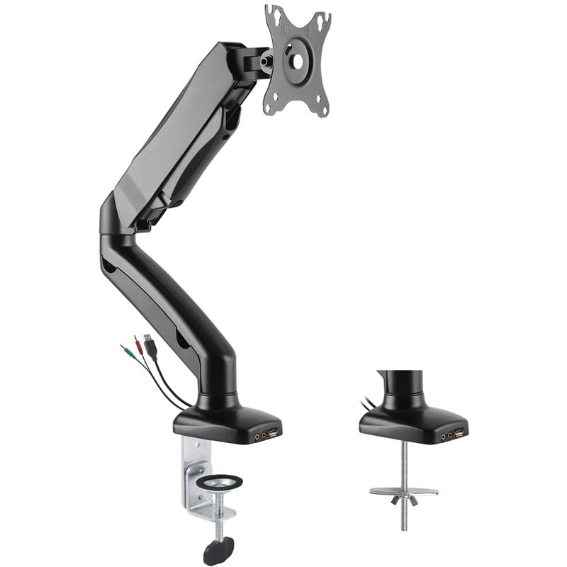 Rocelco Premium Desk Computer Monitor Mount/USB 2.0 and Audio Port Black (R MA1)
