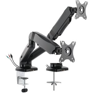 Rocelco Premium Double Monitor Desk Mount/USB 2.0 and Audio Port Black (R MA2)