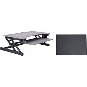 37.5&quot Deluxe Adjustable Standing Desk Converter Anti Fatigue Mat Bundle - Gray