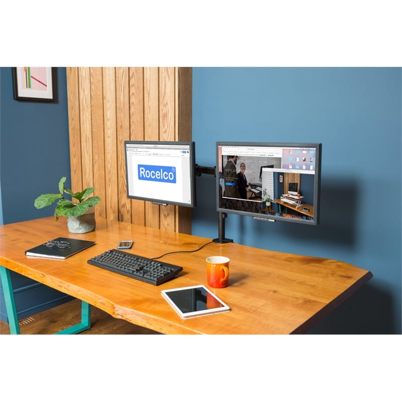 Rocelco Premium Desk Computer Monitor Mount - VESA pattern - Black (R DM2)