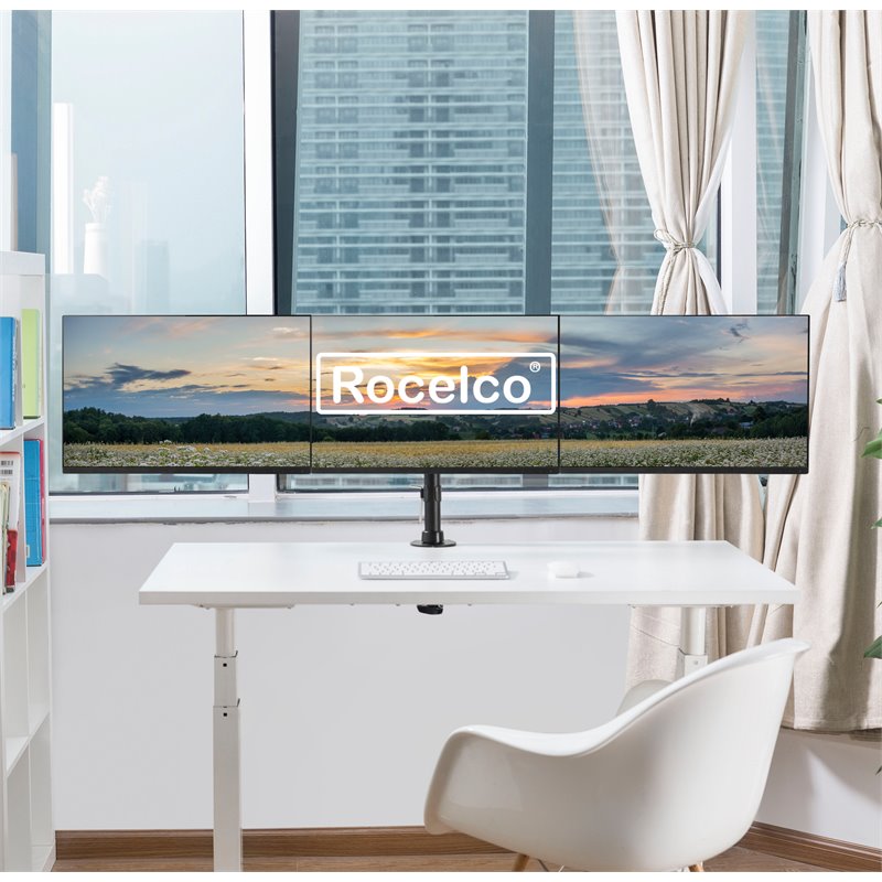 Rocelco Premium Triple Monitor Desk Mount - VESA pattern - Black (R DM3)