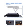 Rocelco 46in Adjustable Standing Desk Converter Double Monitor Arm BUNDLE Black
