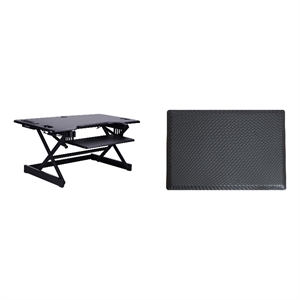 rocelco 46in adjustable standing desk converter anti fatigue mat bundle black