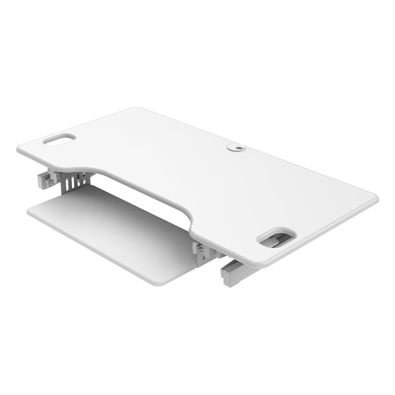 Rocelco 46in Adjustable Standing Desk Converter Dual Monitor Arm BUNDLE - White