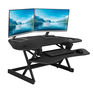 Rocelco 46&quot Steel Height Adj Corner Standing Desk Converter with AC USB Black