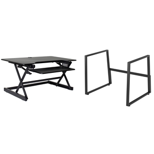 Rocelco 40&quot Full Standing Desk Converter w ACUSB Charge and Floor Stand - Black