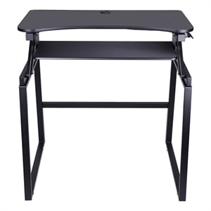 Rocelco 37.5&quot Height Adjustable Standing Desk Converter w/ Floor Stand in Black