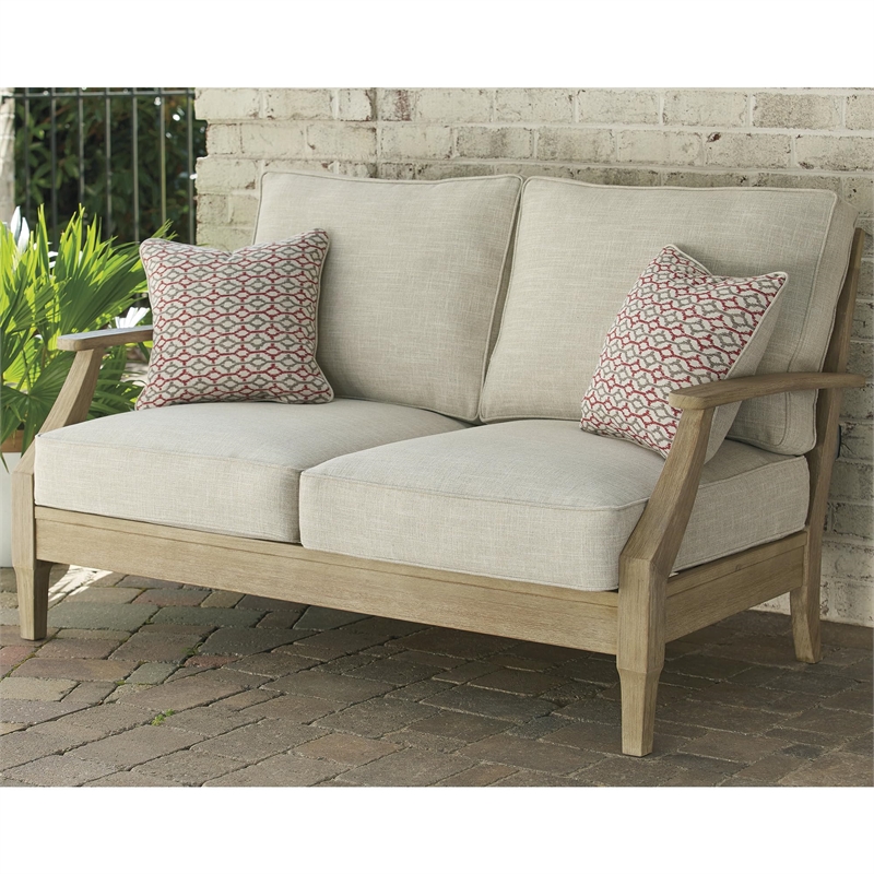 Afuera Living Outdoor Wicker Patio Loveseat in Beige