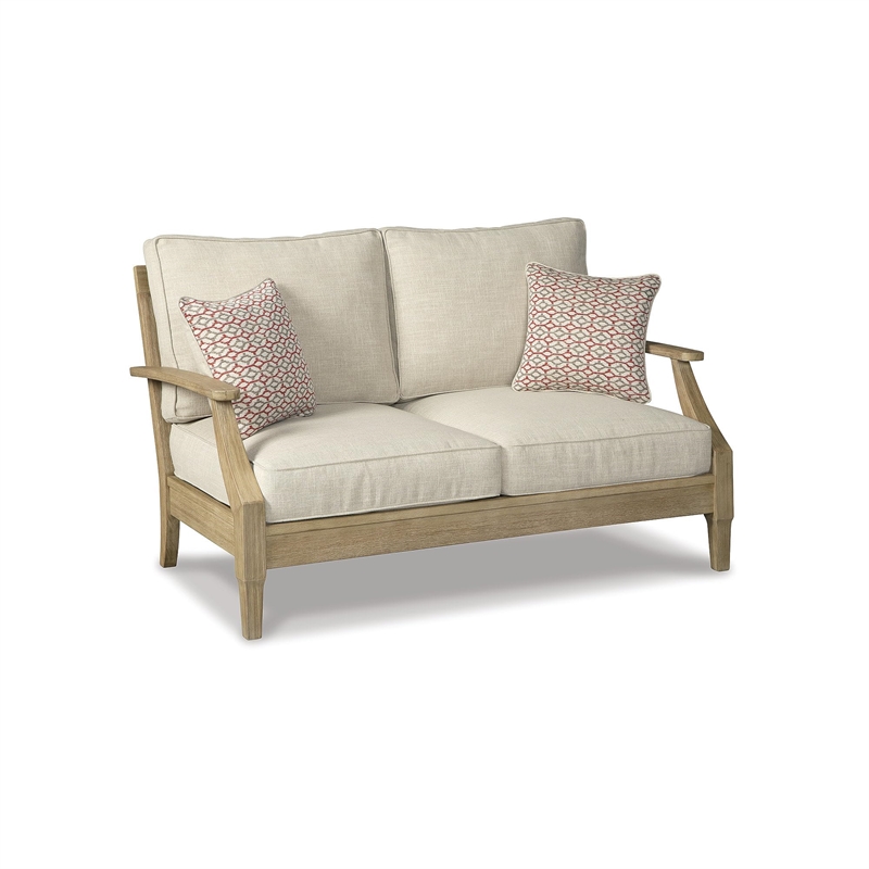 Afuera Living Outdoor Wicker Patio Loveseat in Beige