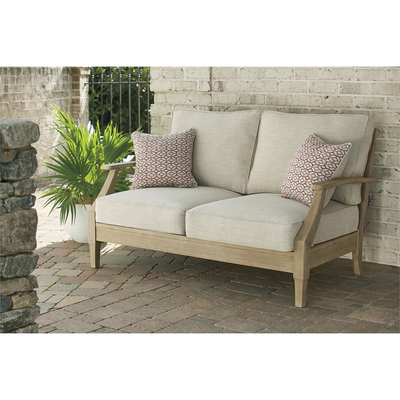 Afuera Living Outdoor Wicker Patio Loveseat in Beige