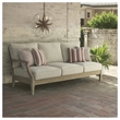 Afuera Living Outdoor Patio Eucalyptus Wood and Polyester Sofa in Beige