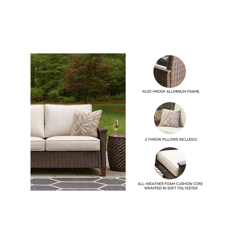 Afuera Living Outdoor Wicker Patio Loveseat in Medium Brown