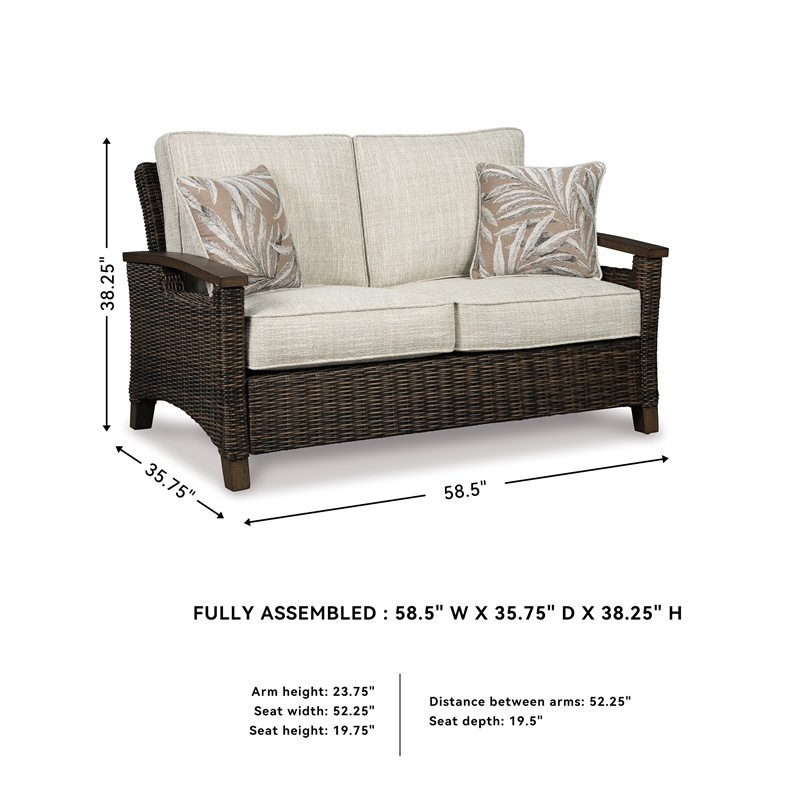 Afuera Living Outdoor Wicker Patio Loveseat in Medium Brown