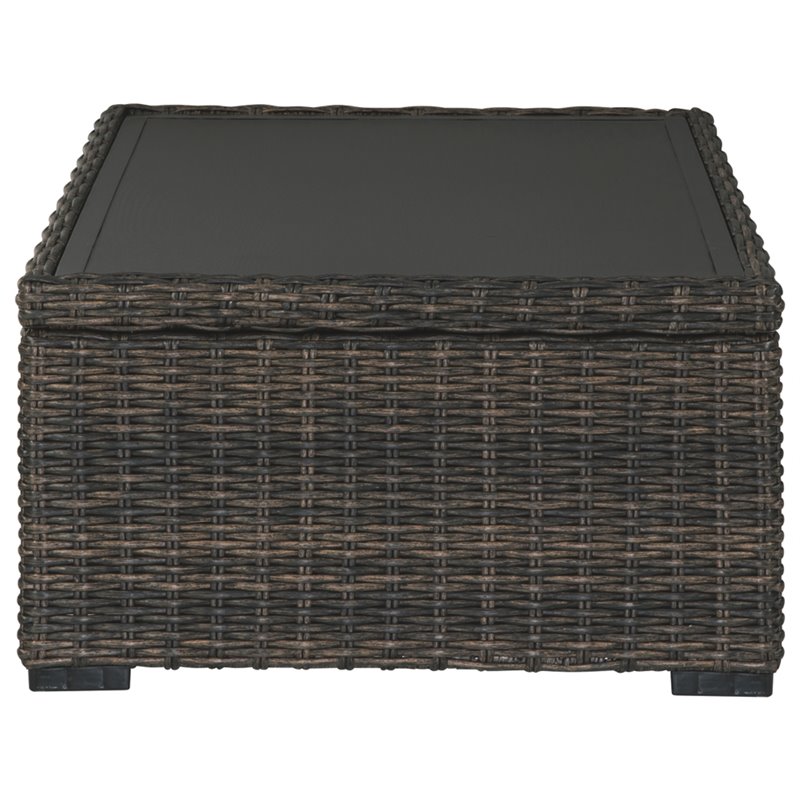 Afuera Living Outdoor Wicker Patio Coffee Table in Brown