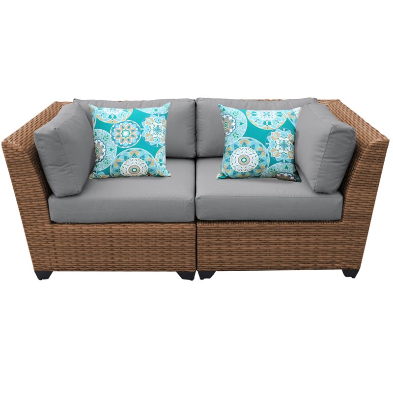 Afuera Living Outdoor Patio Wicker Loveseat in Grey