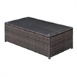 Afuera Living Faux Rattan Brown and Beige Outdoor Coffee Table Rectangular Weather Resistant 34.63