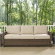 Afuera Living Outdoor Wicker Patio Sofa in Brown and Sand