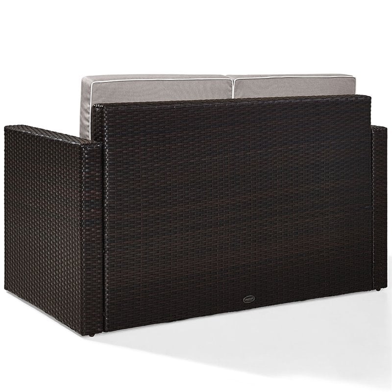 Afuera Living Wicker Patio Loveseat in Brown and Gray