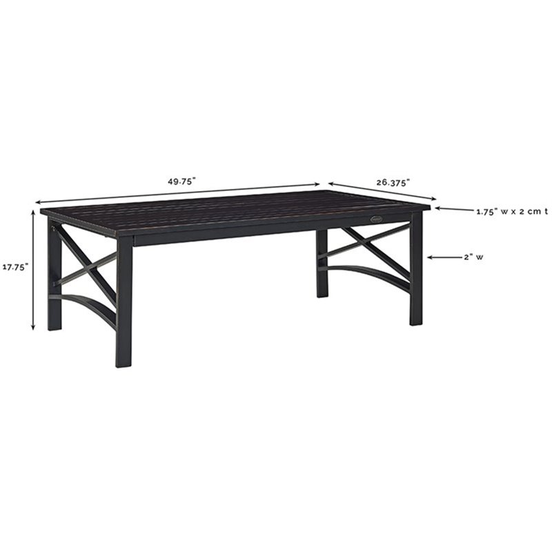 Afuera Living Coastal Metal Patio Coffee Table in Oil Rubbed Bronze